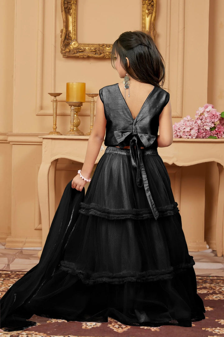 Black Embroidered A Line Lehenga Choli Dupatta