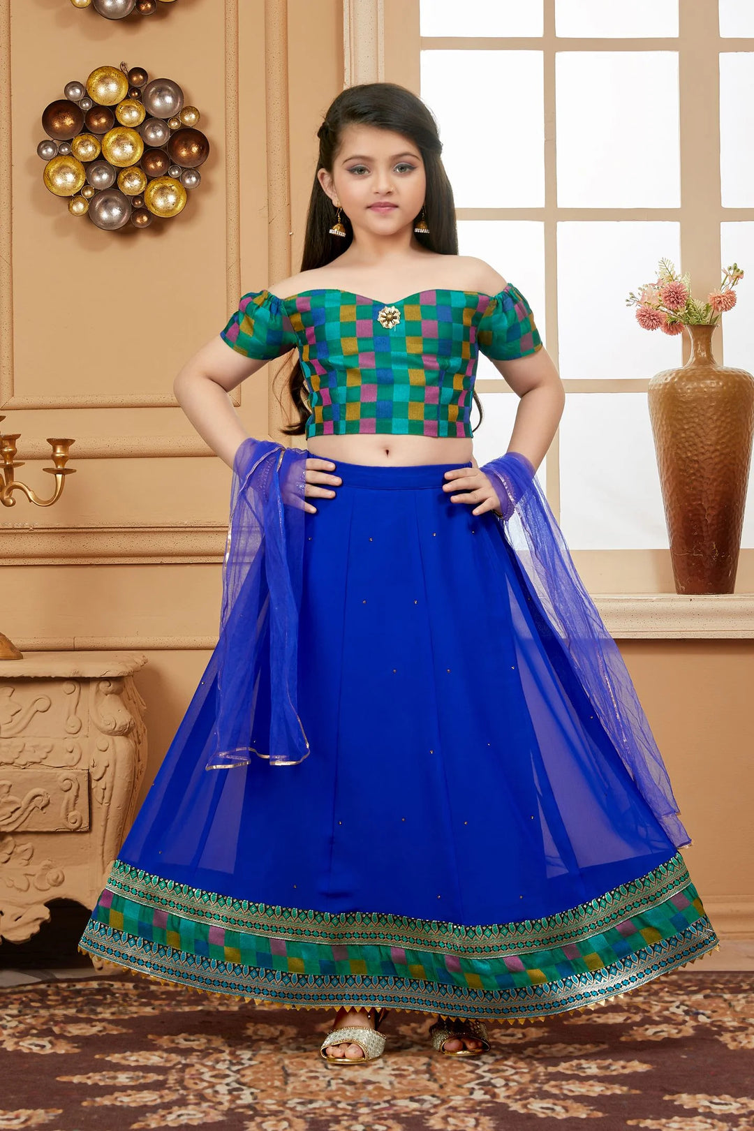 Green Embroidered Art Silk A Line Lehenga Choli Dupatta