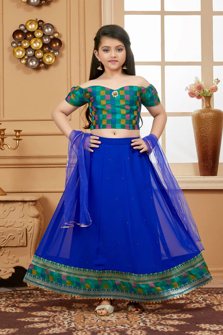 Green Embroidered Art Silk A Line Lehenga Choli Dupatta