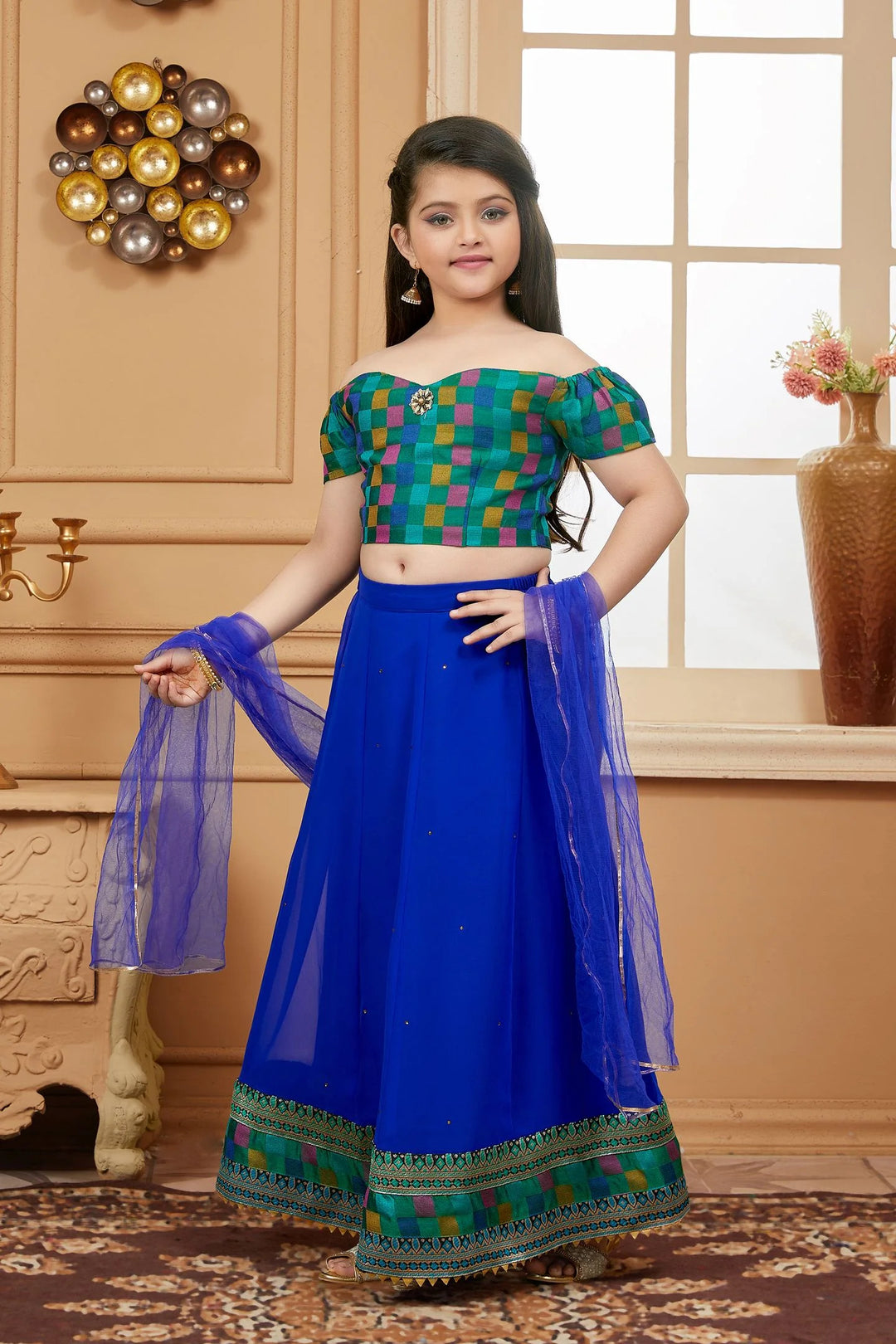Green Embroidered Art Silk A Line Lehenga Choli Dupatta