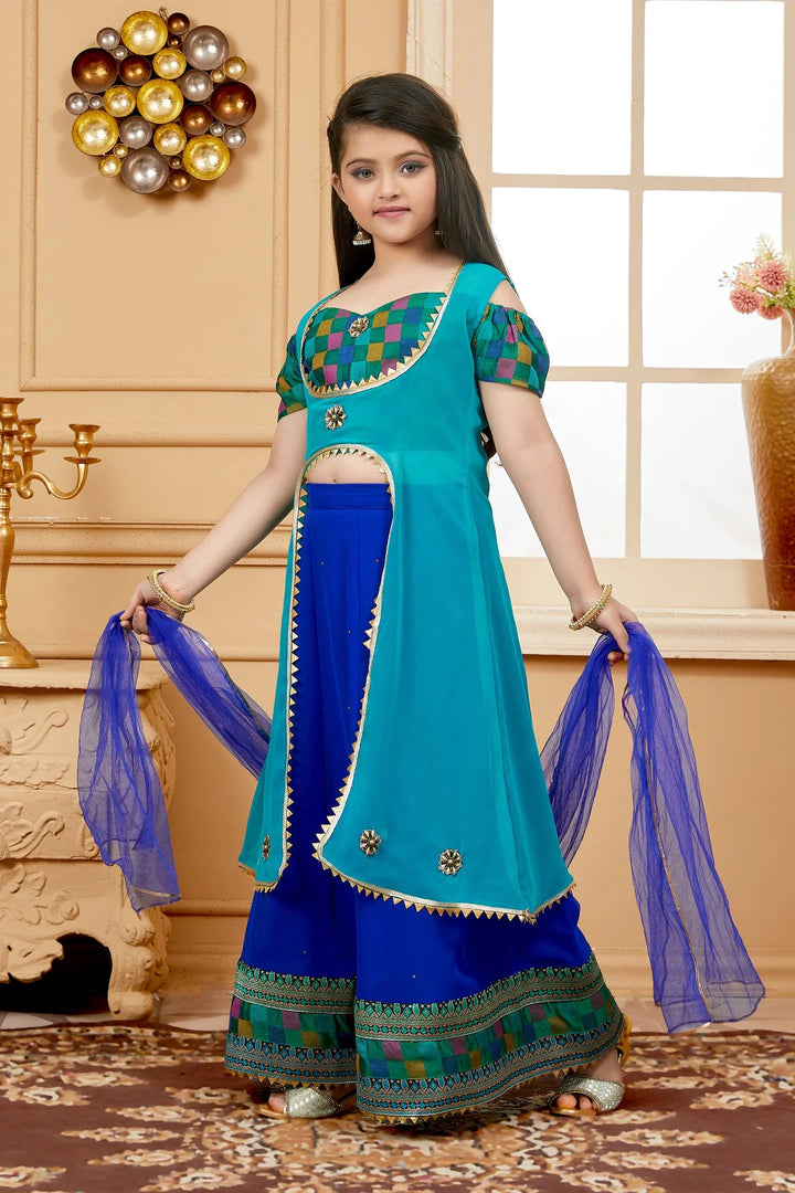 Green Embroidered Art Silk A Line Jacket Lehenga Choli Dupatta
