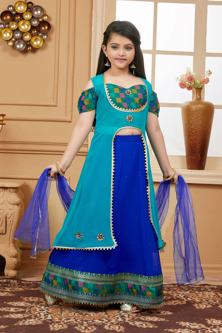 Green Embroidered Art Silk A Line Jacket Lehenga Choli Dupatta