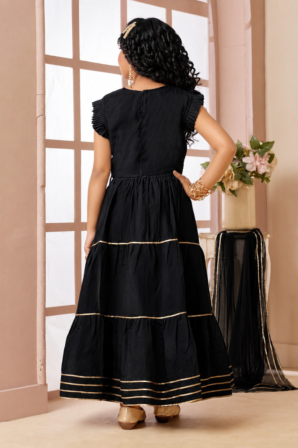 Black Embroidered Art Silk A Line Lehenga Choli Dupatta