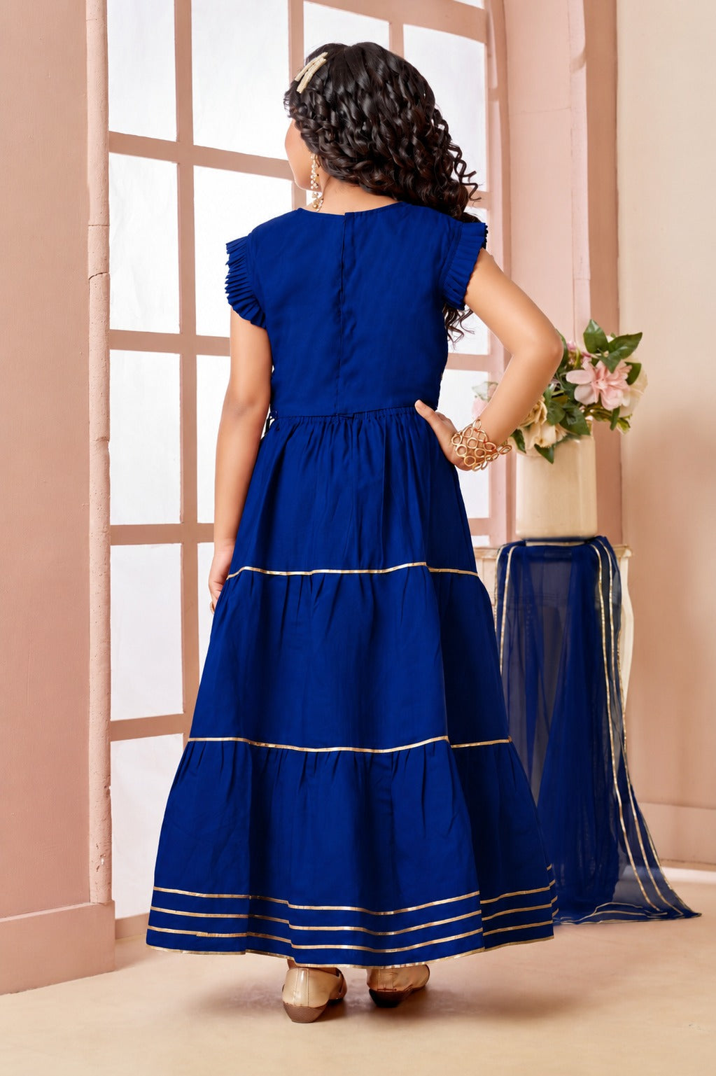 Royal Blue Embroidered Art Silk A Line Lehenga Choli Dupatta