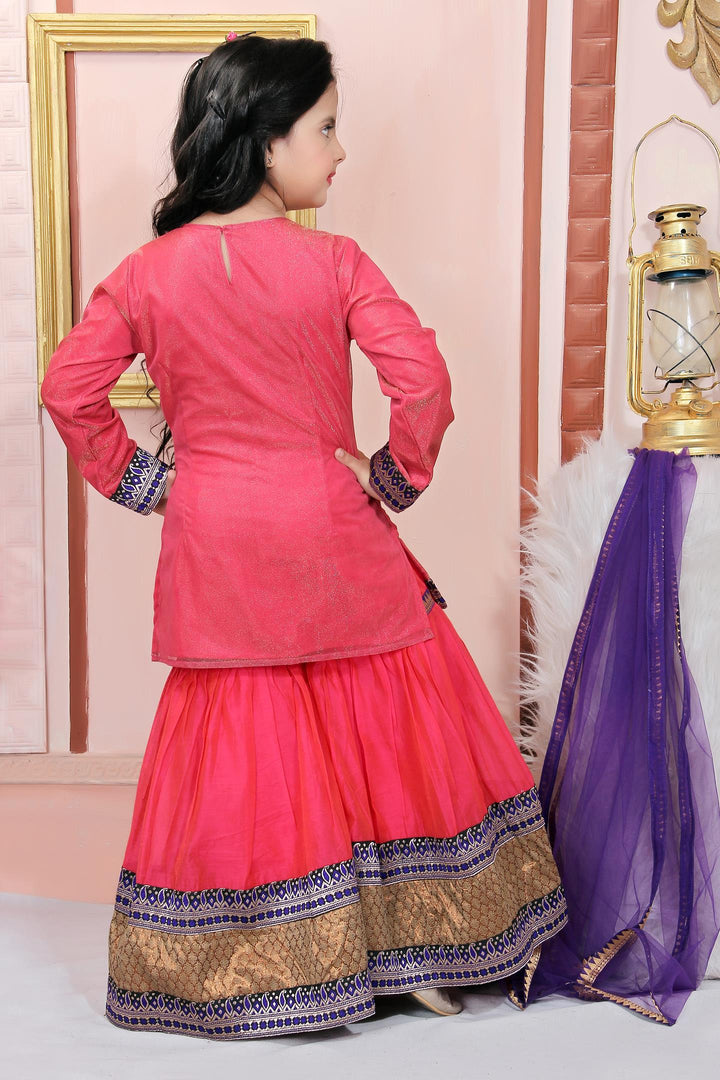 Pink Shimmer Net Straight Kids Salwar Suit
