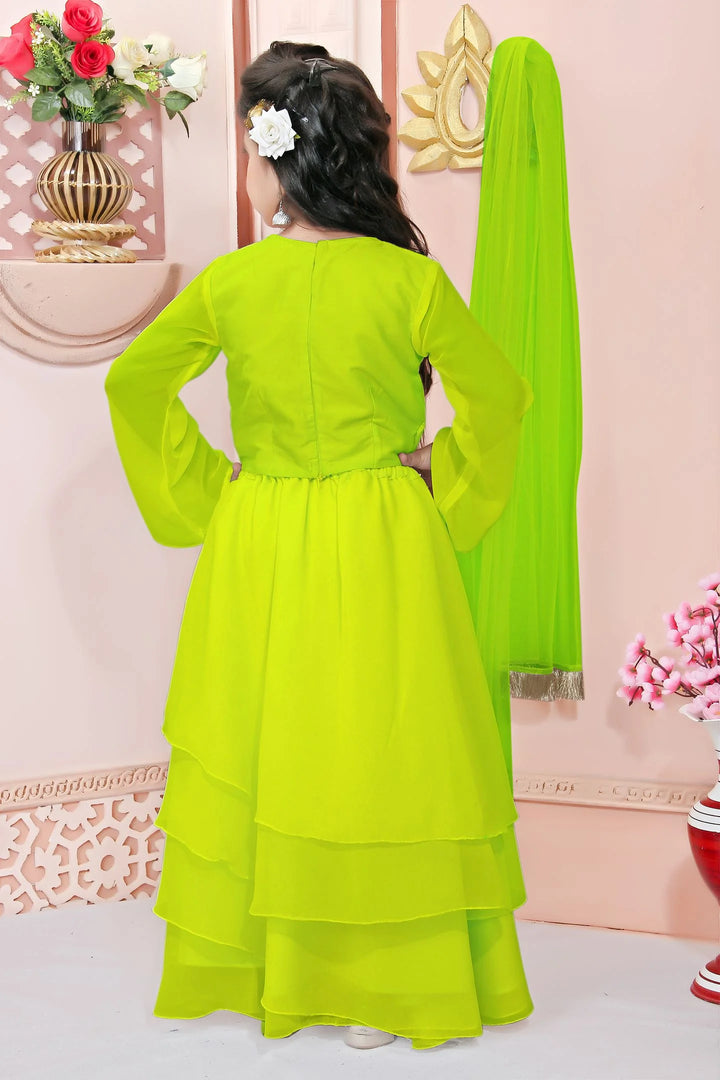 Dark Green Embroidery Cotton A Line Lehenga Choli Dupatta