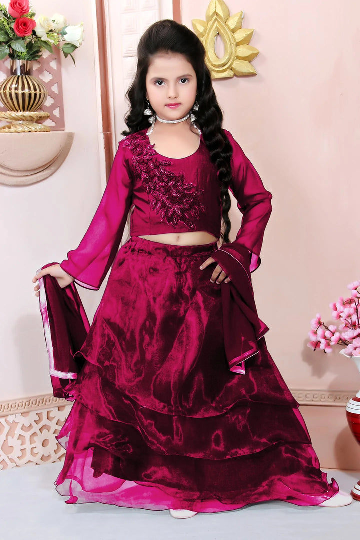 Pink Embroidery Cotton Silk A Line Lehenga Choli Dupatta