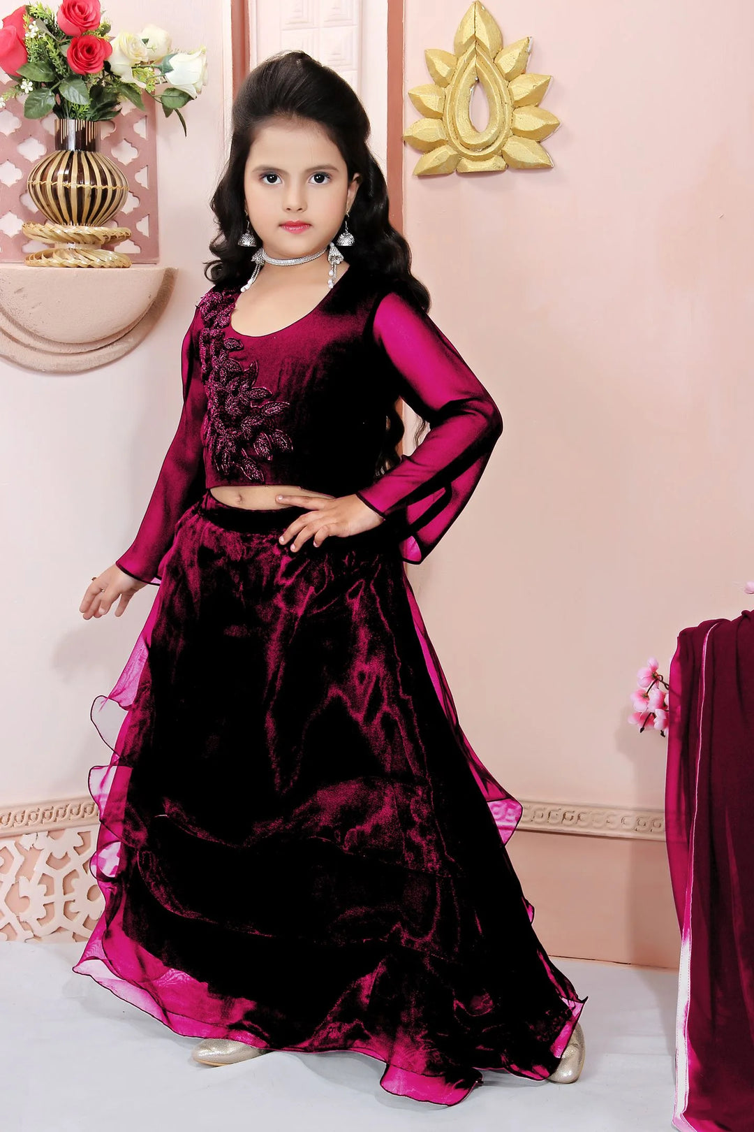 Pink Embroidery Cotton Silk A Line Lehenga Choli Dupatta