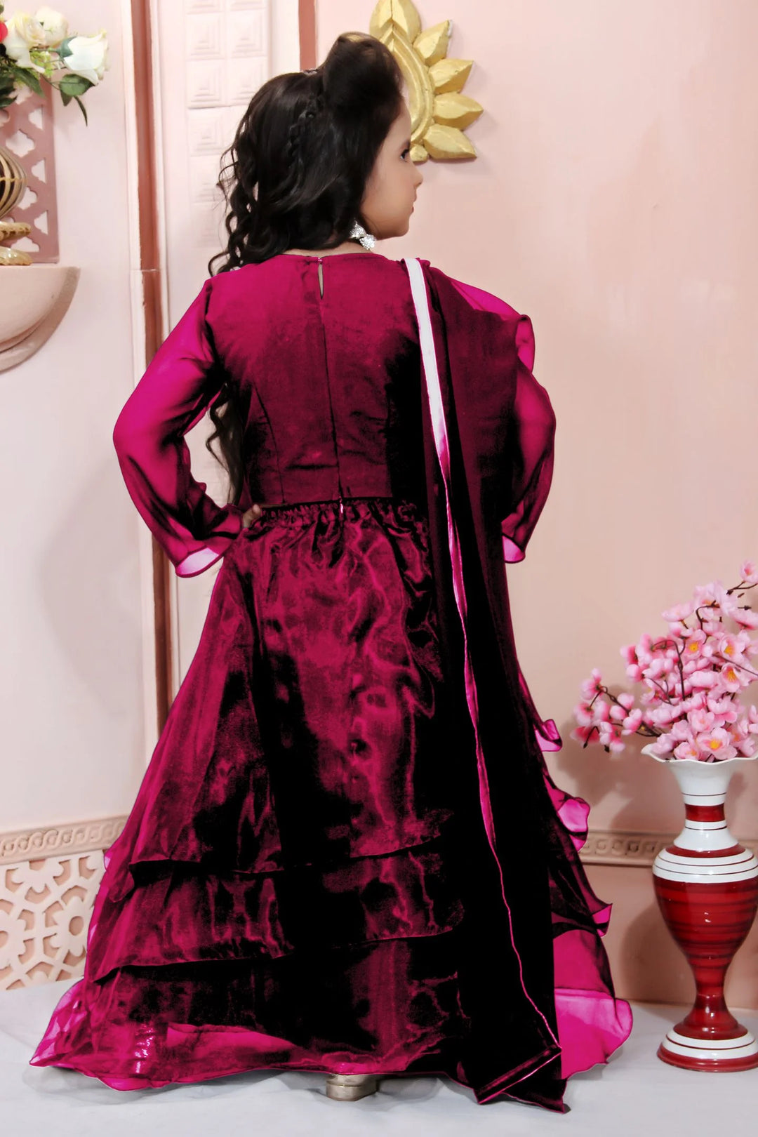 Pink Embroidery Cotton Silk A Line Lehenga Choli Dupatta