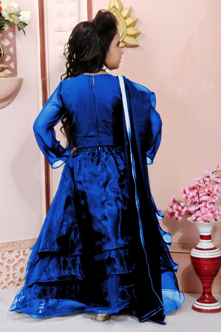 Navy Blue Embroidery Cotton Silk A Line Lehenga Choli Dupatta