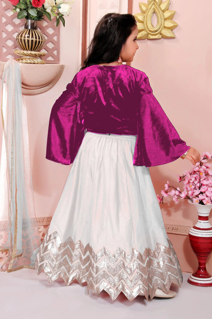 Pink Embroidered Cotton A Line Lehenga Choli Dupatta