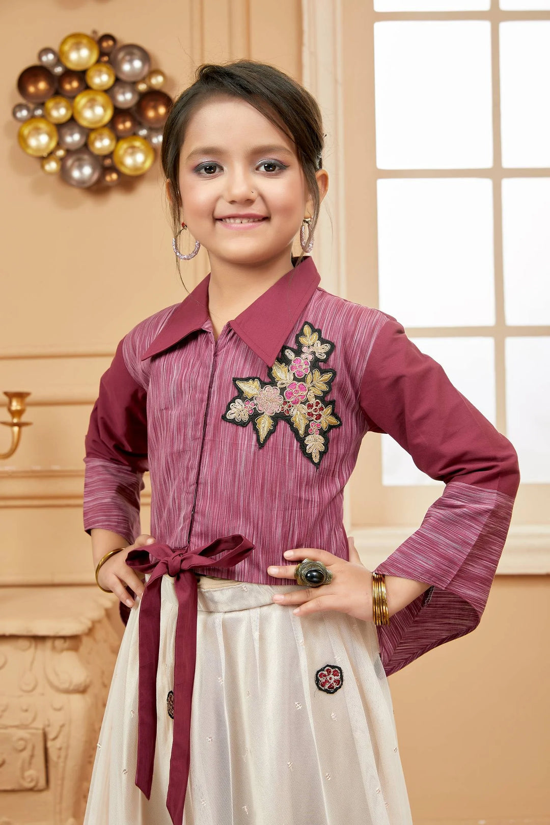 Maroon Embroidered Net Stitched Lehenga