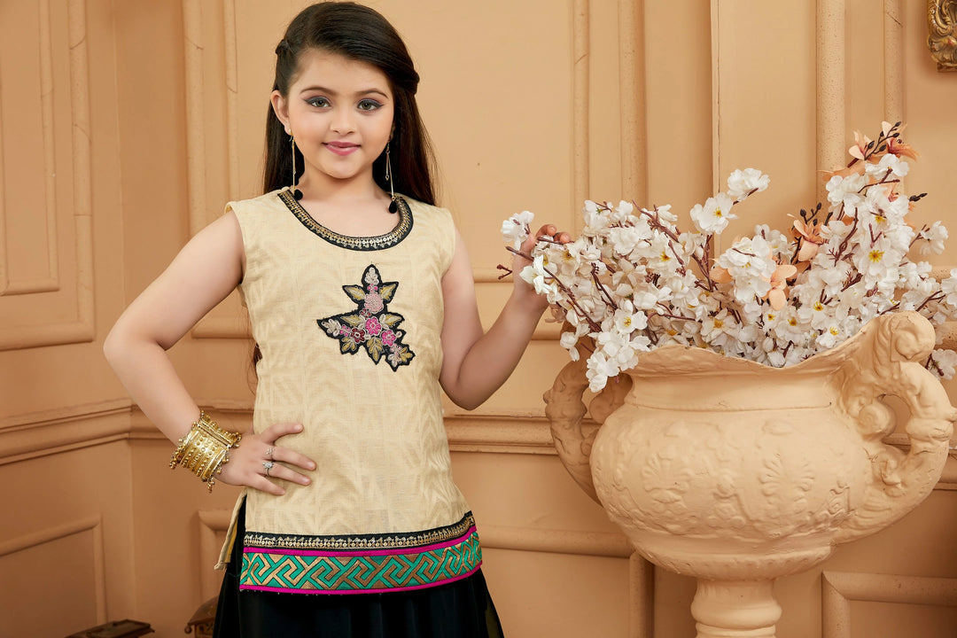 Beige Embroidered Art Silk A Line Lehenga Choli Dupatta