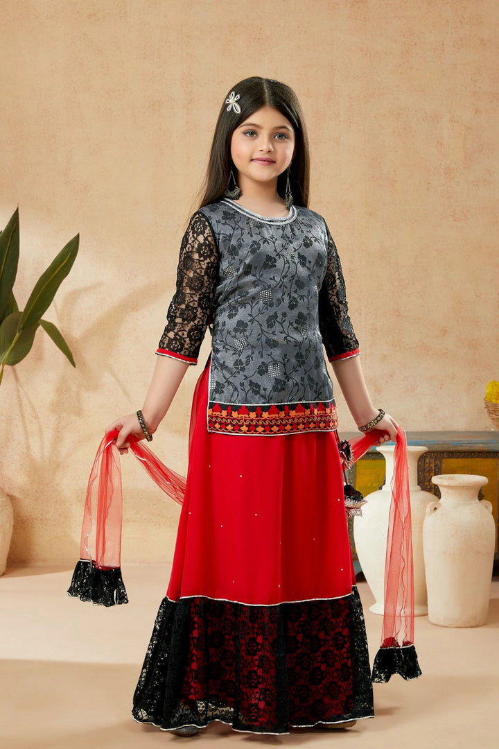 Black Embroidered Art Silk A Line Lehenga Choli Dupatta